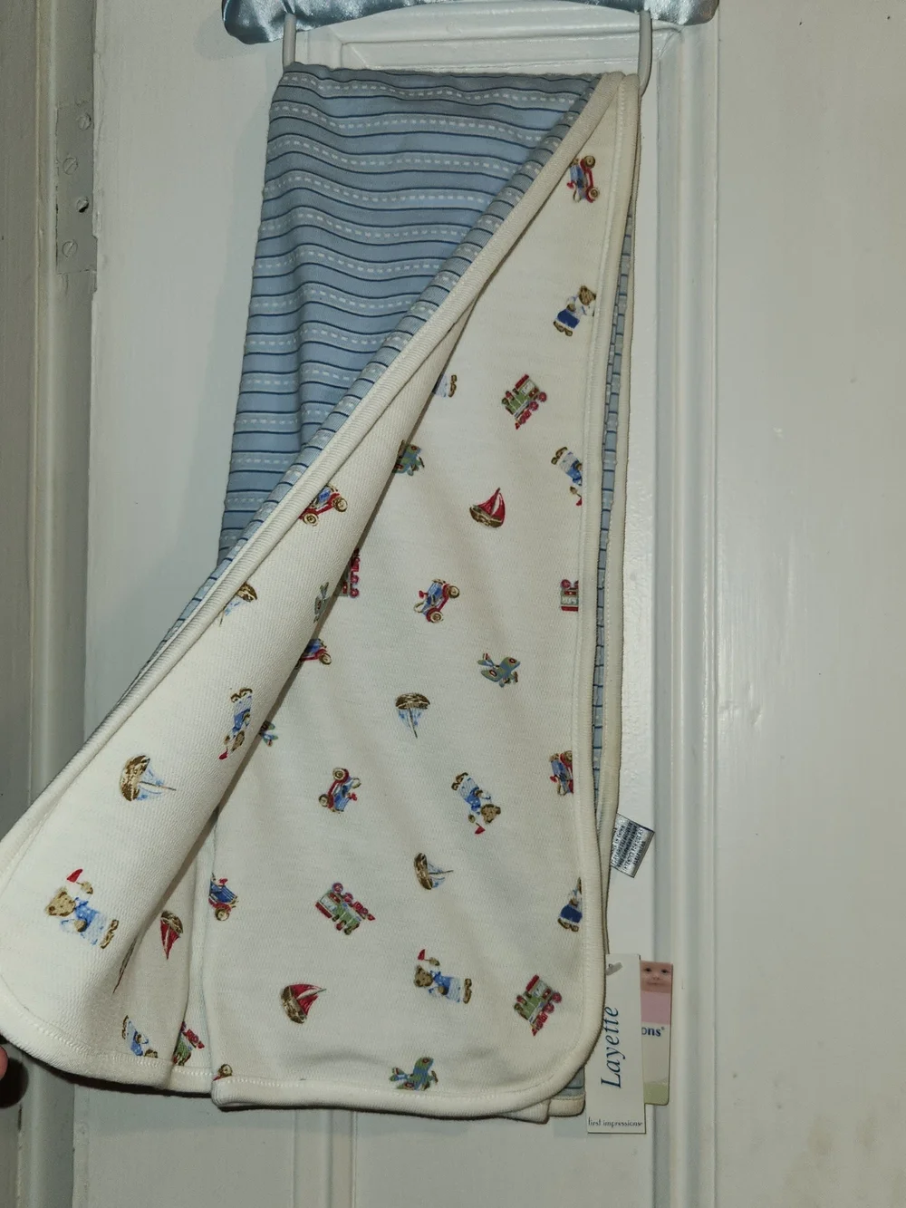 First Impressions Light Blue Striped Kids Pajama Set with Blanket
